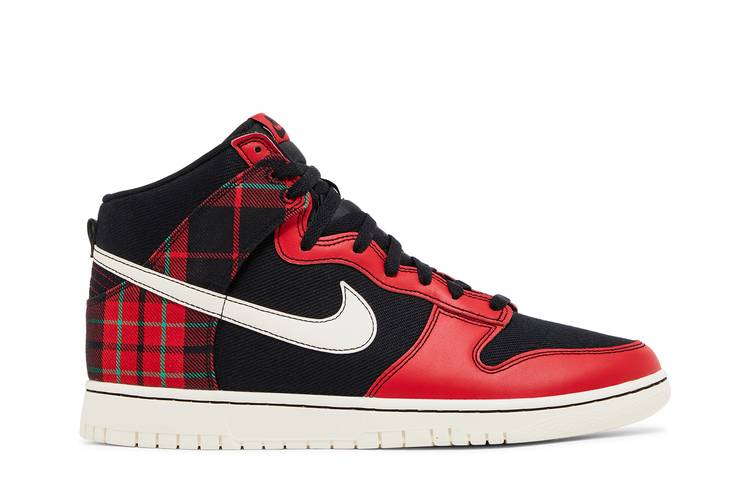 Nike Dunk High SE Tartan Plaid Black University Red - DV0826-001