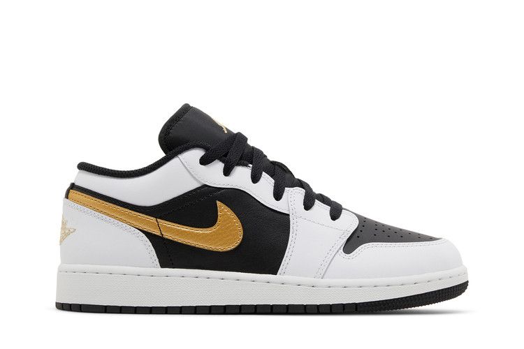 Air Jordan Air Jordan 1 Low White Black Metallic Gold Swoosh - 553558-172 / 553560-172