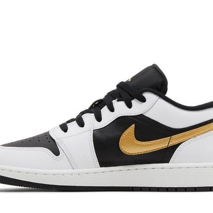 Air Jordan Air Jordan 1 Low White Black Metallic Gold Swoosh - 553558-172 / 553560-172