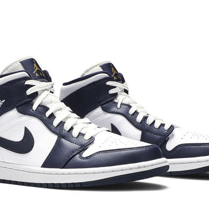 Air Jordan Air Jordan 1 Mid White Metallic Gold Obsidian - 554724-174 / 554725-174