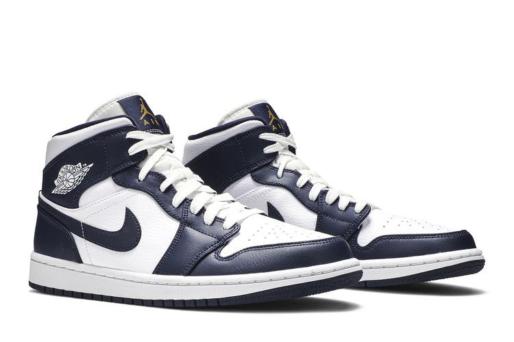 Air Jordan Air Jordan 1 Mid White Metallic Gold Obsidian - 554724-174 / 554725-174