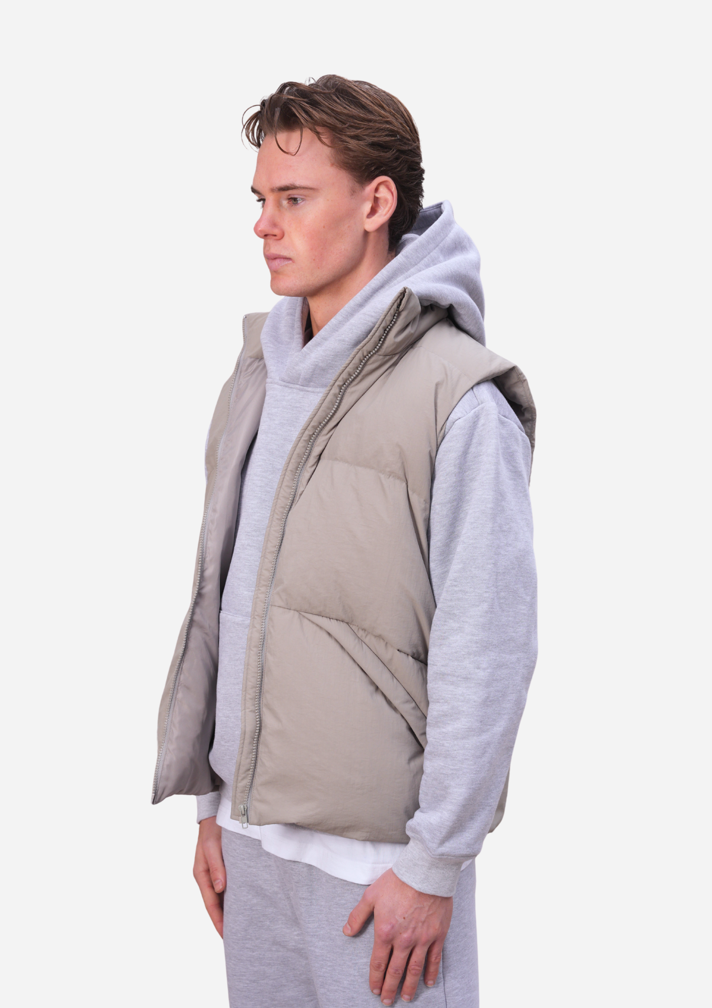 The Kana Crinkle Gilet Grey