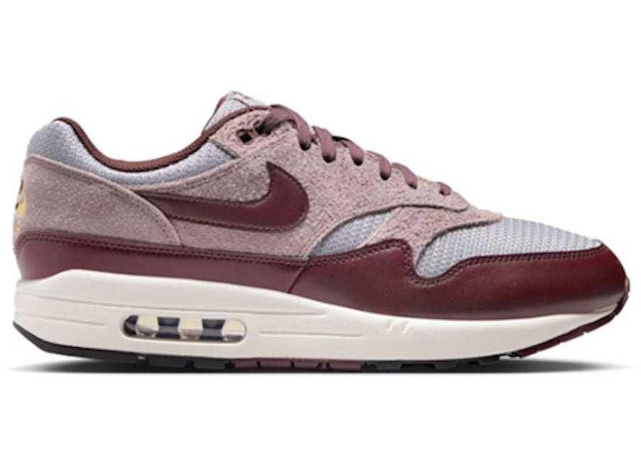 Air Max 1 Essential PRM Cement Grey Burgundy Crush - FQ7327-001