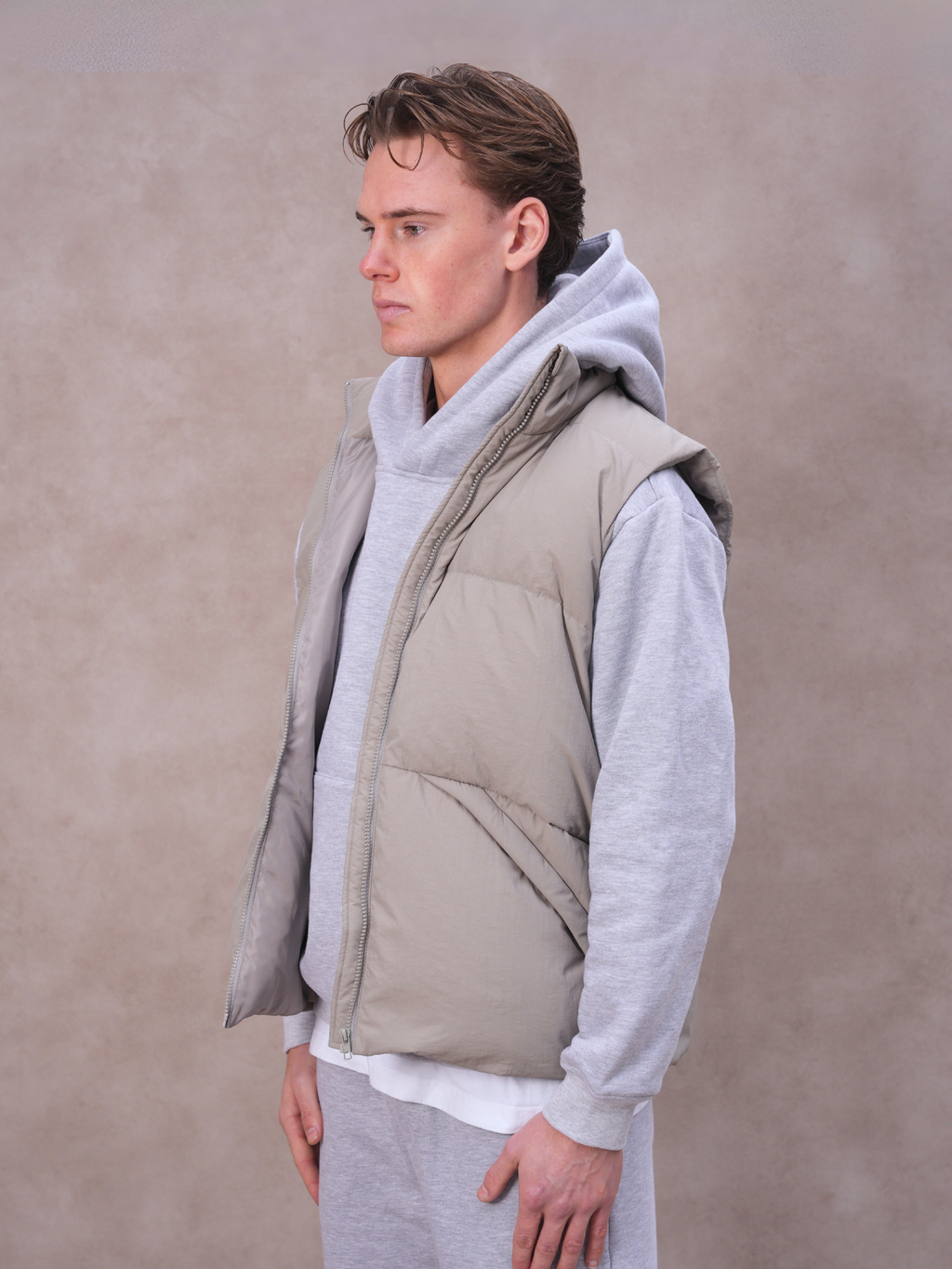 The Kana Crinkle Gilet Grey